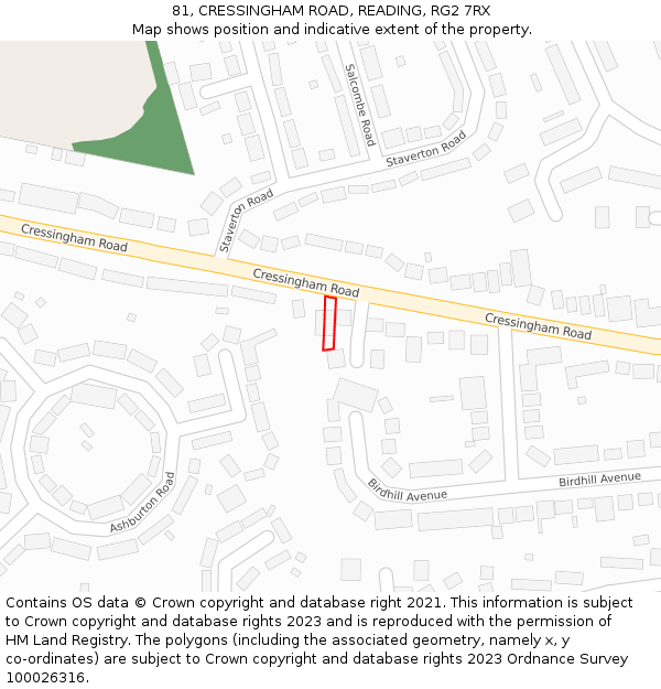 81, CRESSINGHAM ROAD, READING, RG2 7RX: Location map and indicative extent of plot