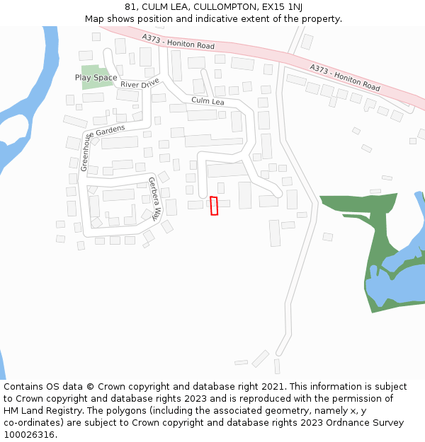 81, CULM LEA, CULLOMPTON, EX15 1NJ: Location map and indicative extent of plot