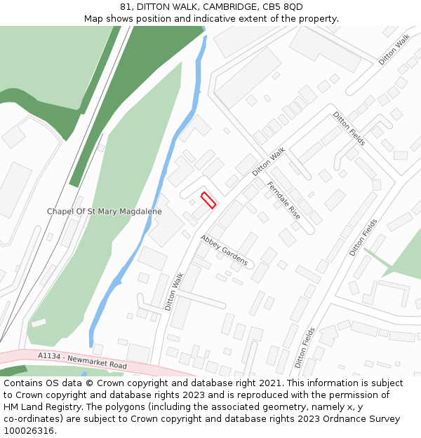 81, DITTON WALK, CAMBRIDGE, CB5 8QD: Location map and indicative extent of plot