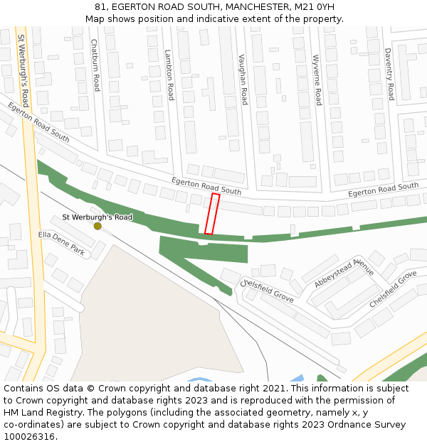 81, EGERTON ROAD SOUTH, MANCHESTER, M21 0YH: Location map and indicative extent of plot