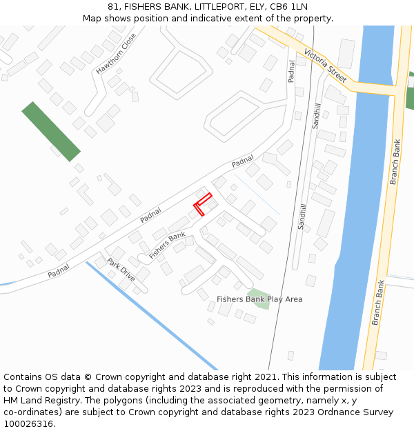 81, FISHERS BANK, LITTLEPORT, ELY, CB6 1LN: Location map and indicative extent of plot