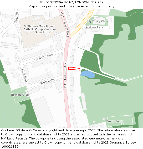 81, FOOTSCRAY ROAD, LONDON, SE9 2SX: Location map and indicative extent of plot