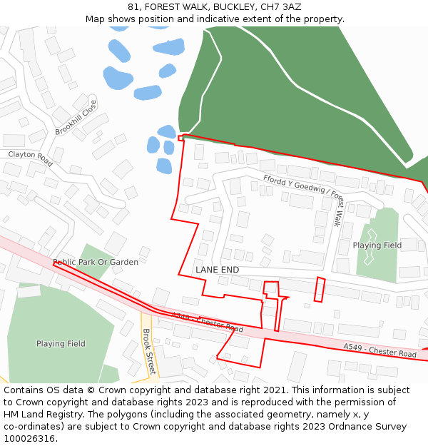 81, FOREST WALK, BUCKLEY, CH7 3AZ: Location map and indicative extent of plot