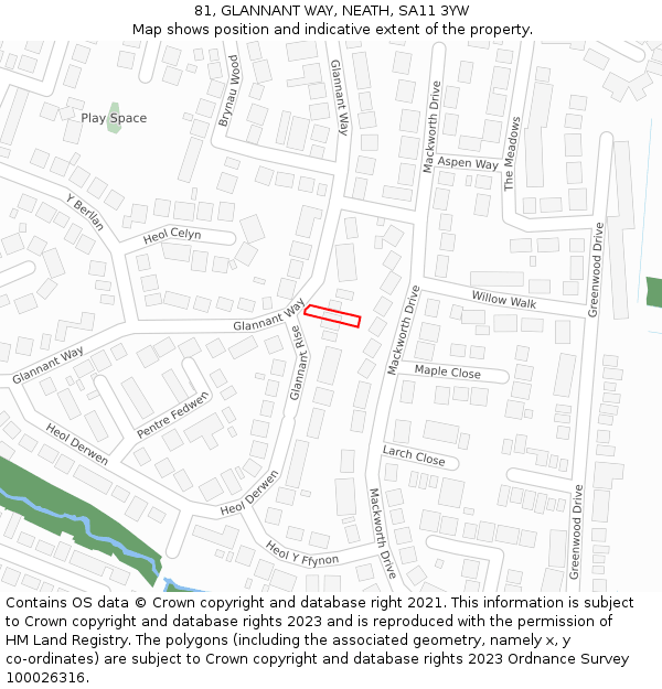 81, GLANNANT WAY, NEATH, SA11 3YW: Location map and indicative extent of plot