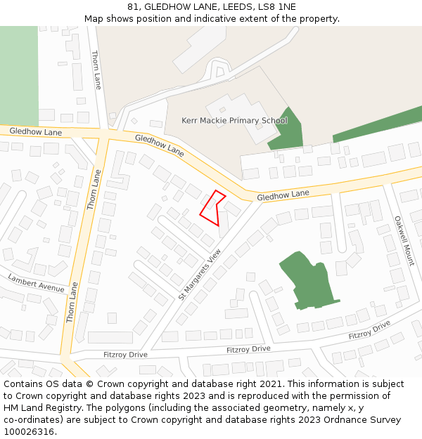 81, GLEDHOW LANE, LEEDS, LS8 1NE: Location map and indicative extent of plot