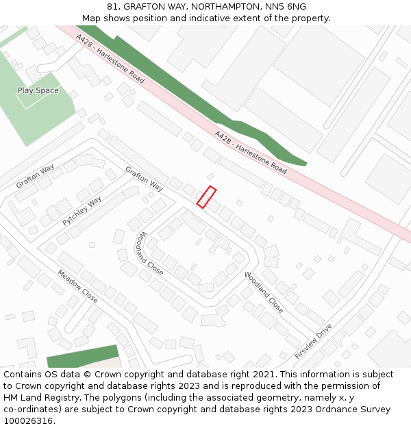 81, GRAFTON WAY, NORTHAMPTON, NN5 6NG: Location map and indicative extent of plot