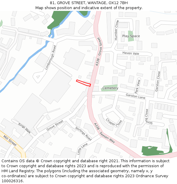 81, GROVE STREET, WANTAGE, OX12 7BH: Location map and indicative extent of plot