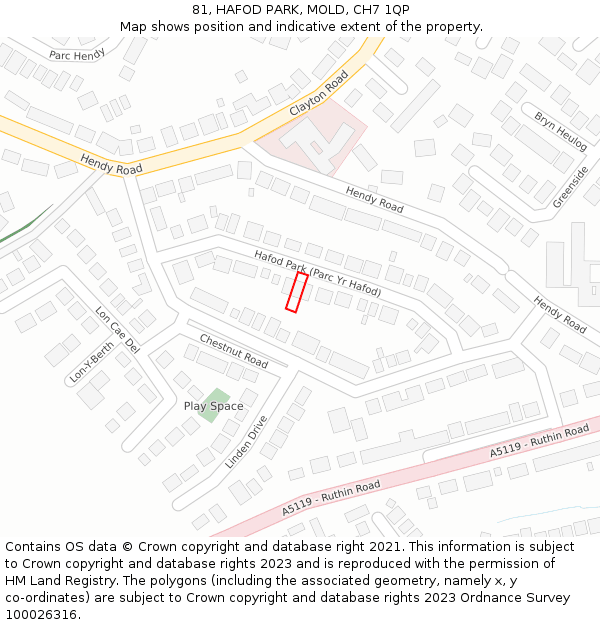 81, HAFOD PARK, MOLD, CH7 1QP: Location map and indicative extent of plot