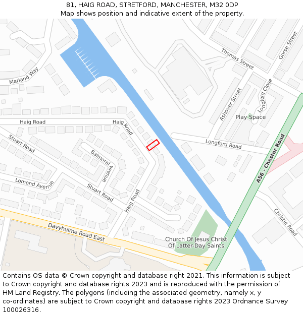 81, HAIG ROAD, STRETFORD, MANCHESTER, M32 0DP: Location map and indicative extent of plot