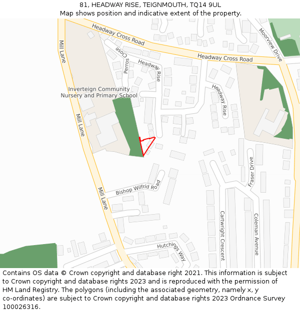 81, HEADWAY RISE, TEIGNMOUTH, TQ14 9UL: Location map and indicative extent of plot