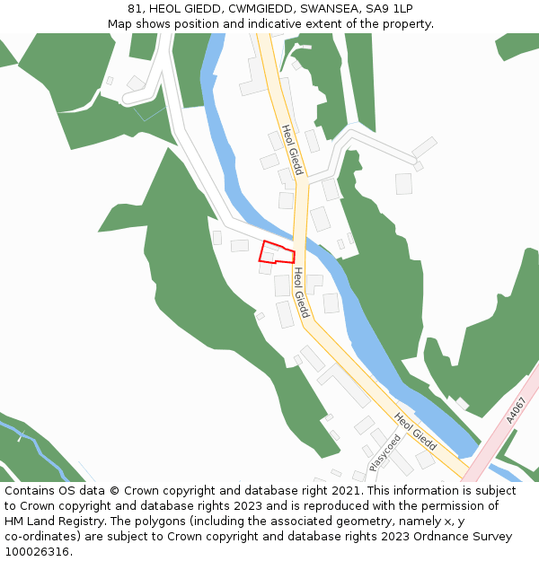 81, HEOL GIEDD, CWMGIEDD, SWANSEA, SA9 1LP: Location map and indicative extent of plot