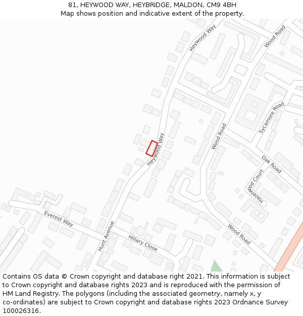 81, HEYWOOD WAY, HEYBRIDGE, MALDON, CM9 4BH: Location map and indicative extent of plot