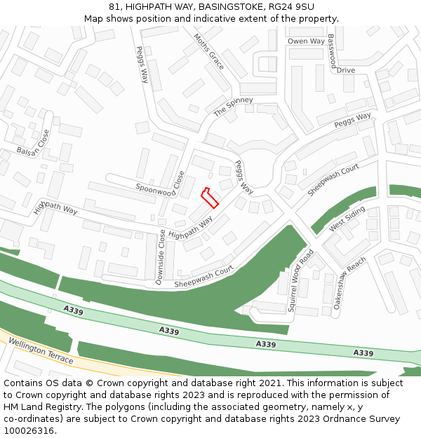 81, HIGHPATH WAY, BASINGSTOKE, RG24 9SU: Location map and indicative extent of plot