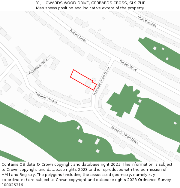 81, HOWARDS WOOD DRIVE, GERRARDS CROSS, SL9 7HP: Location map and indicative extent of plot