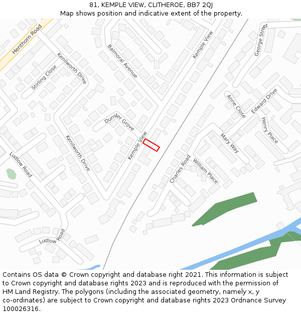 81, KEMPLE VIEW, CLITHEROE, BB7 2QJ: Location map and indicative extent of plot