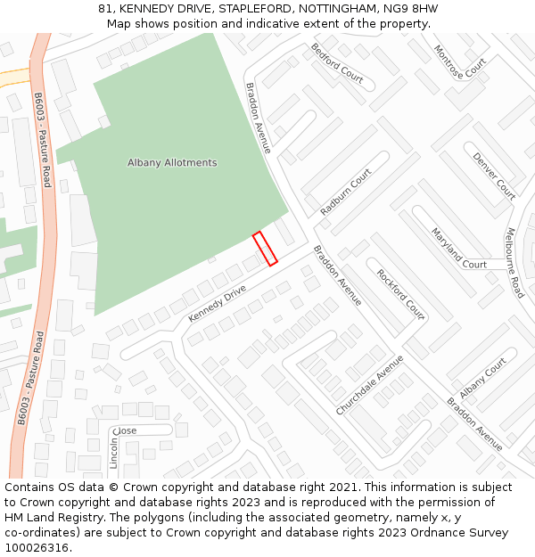 81, KENNEDY DRIVE, STAPLEFORD, NOTTINGHAM, NG9 8HW: Location map and indicative extent of plot