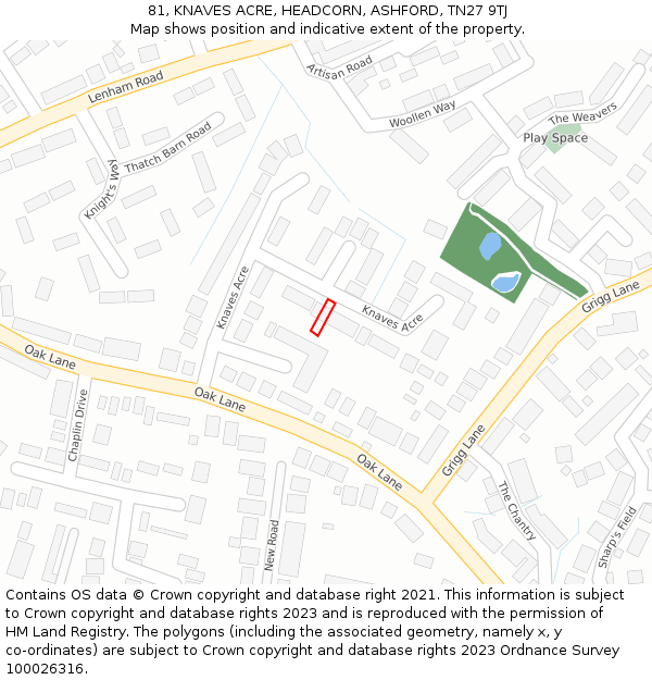 81, KNAVES ACRE, HEADCORN, ASHFORD, TN27 9TJ: Location map and indicative extent of plot