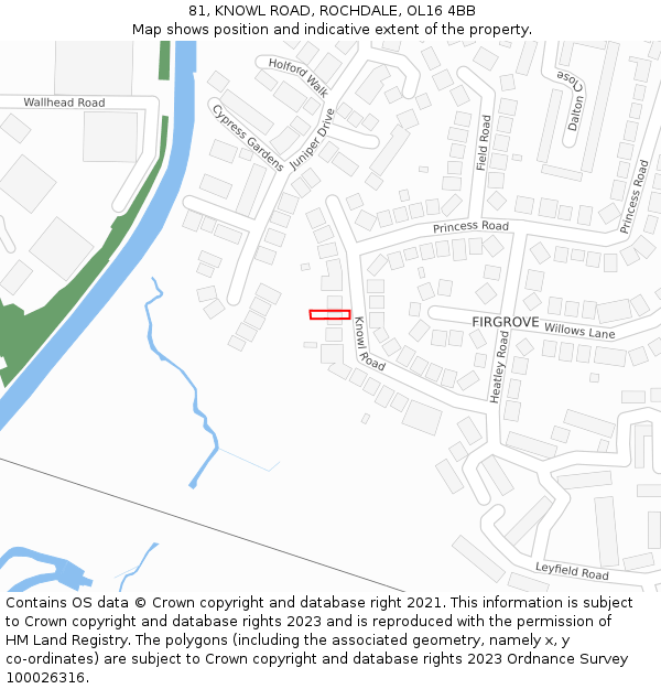 81, KNOWL ROAD, ROCHDALE, OL16 4BB: Location map and indicative extent of plot