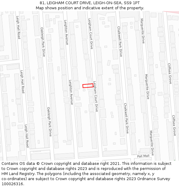 81, LEIGHAM COURT DRIVE, LEIGH-ON-SEA, SS9 1PT: Location map and indicative extent of plot