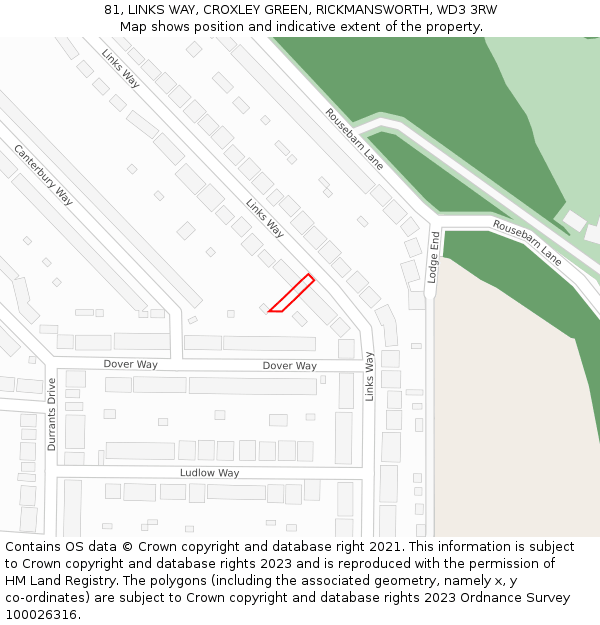 81, LINKS WAY, CROXLEY GREEN, RICKMANSWORTH, WD3 3RW: Location map and indicative extent of plot