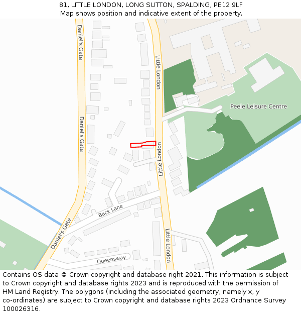 81, LITTLE LONDON, LONG SUTTON, SPALDING, PE12 9LF: Location map and indicative extent of plot