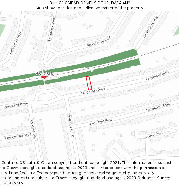 81, LONGMEAD DRIVE, SIDCUP, DA14 4NY: Location map and indicative extent of plot