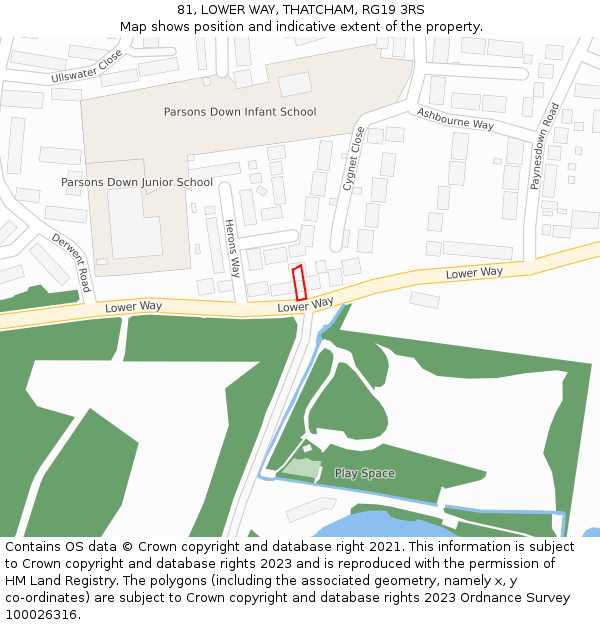 81, LOWER WAY, THATCHAM, RG19 3RS: Location map and indicative extent of plot