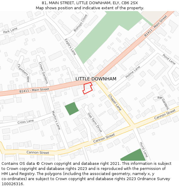 81, MAIN STREET, LITTLE DOWNHAM, ELY, CB6 2SX: Location map and indicative extent of plot