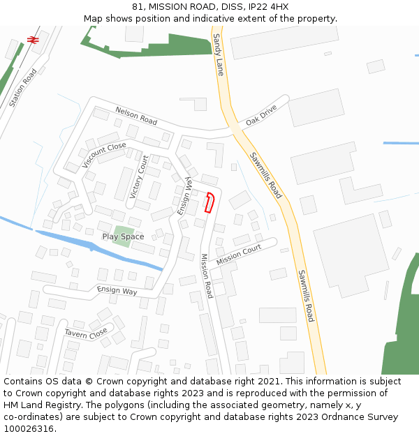 81, MISSION ROAD, DISS, IP22 4HX: Location map and indicative extent of plot