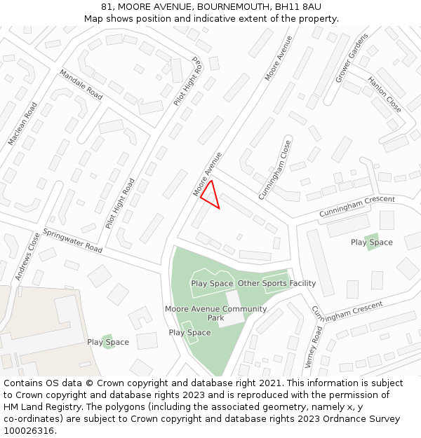 81, MOORE AVENUE, BOURNEMOUTH, BH11 8AU: Location map and indicative extent of plot