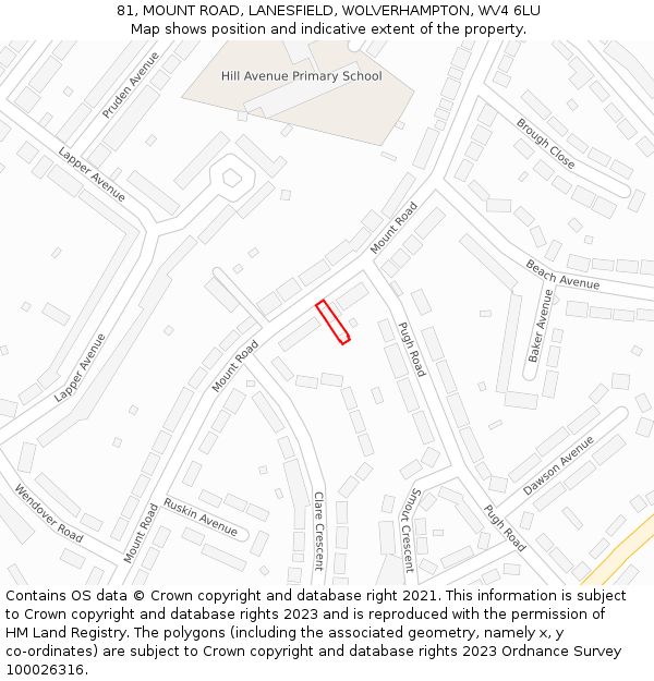 81, MOUNT ROAD, LANESFIELD, WOLVERHAMPTON, WV4 6LU: Location map and indicative extent of plot
