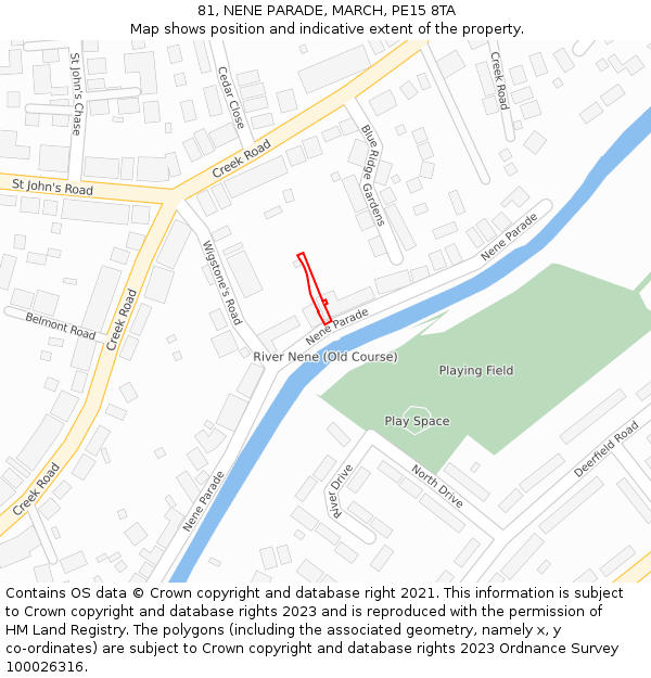 81, NENE PARADE, MARCH, PE15 8TA: Location map and indicative extent of plot