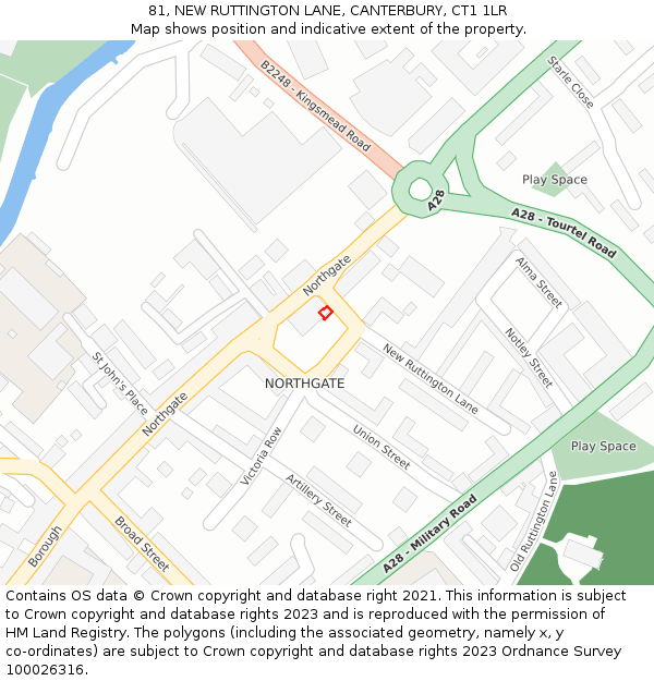 81, NEW RUTTINGTON LANE, CANTERBURY, CT1 1LR: Location map and indicative extent of plot