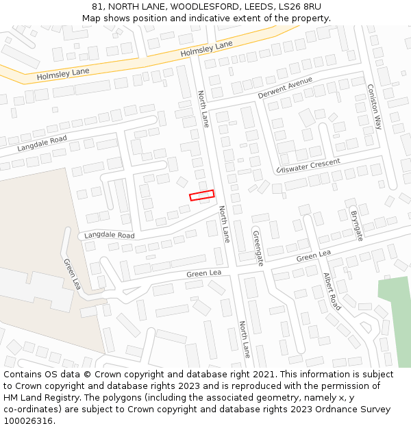 81, NORTH LANE, WOODLESFORD, LEEDS, LS26 8RU: Location map and indicative extent of plot