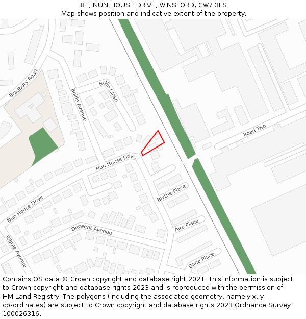 81, NUN HOUSE DRIVE, WINSFORD, CW7 3LS: Location map and indicative extent of plot