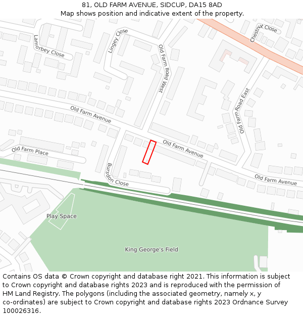 81, OLD FARM AVENUE, SIDCUP, DA15 8AD: Location map and indicative extent of plot