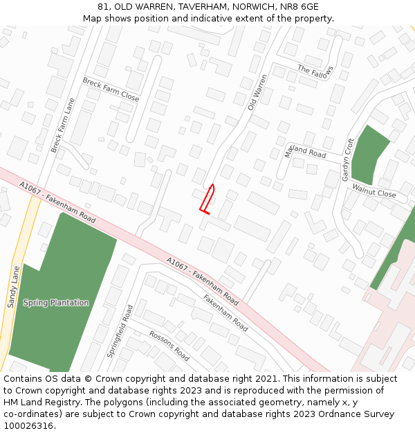 81, OLD WARREN, TAVERHAM, NORWICH, NR8 6GE: Location map and indicative extent of plot