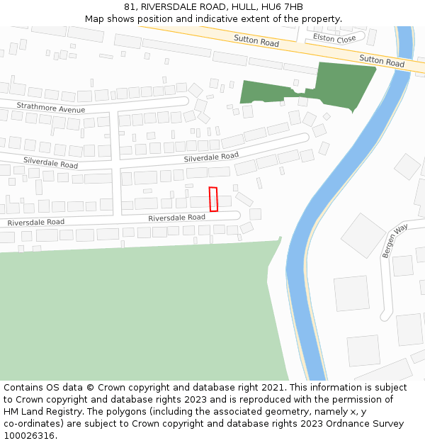 81, RIVERSDALE ROAD, HULL, HU6 7HB: Location map and indicative extent of plot