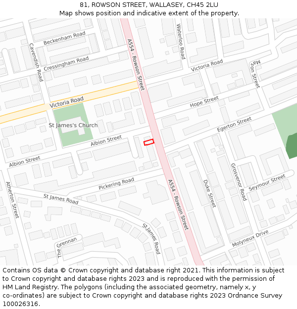 81, ROWSON STREET, WALLASEY, CH45 2LU: Location map and indicative extent of plot