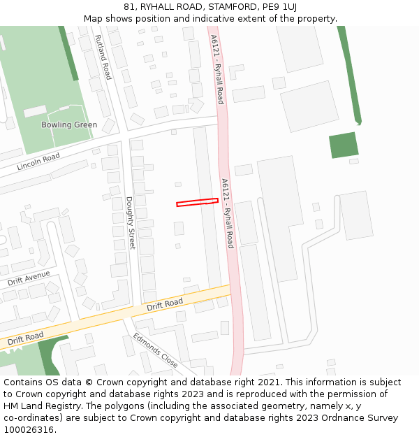 81, RYHALL ROAD, STAMFORD, PE9 1UJ: Location map and indicative extent of plot