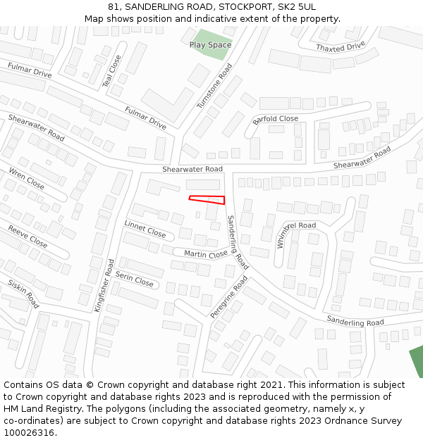 81, SANDERLING ROAD, STOCKPORT, SK2 5UL: Location map and indicative extent of plot