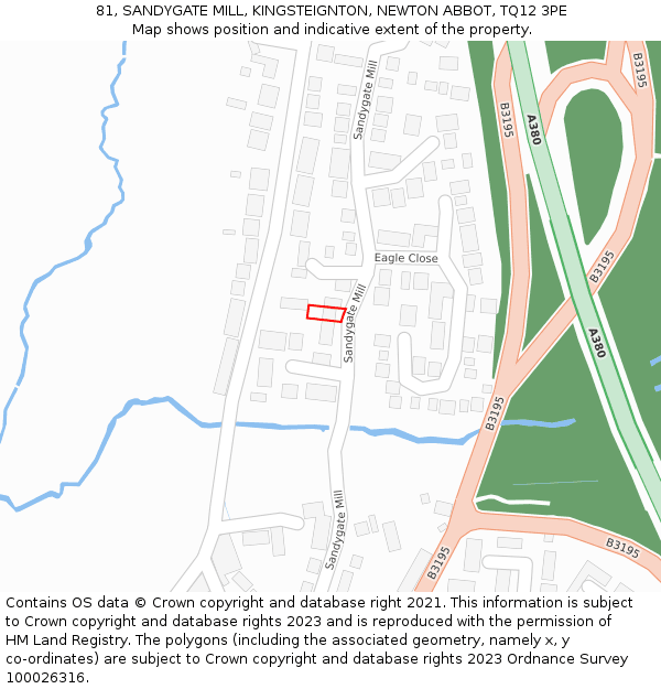 81, SANDYGATE MILL, KINGSTEIGNTON, NEWTON ABBOT, TQ12 3PE: Location map and indicative extent of plot
