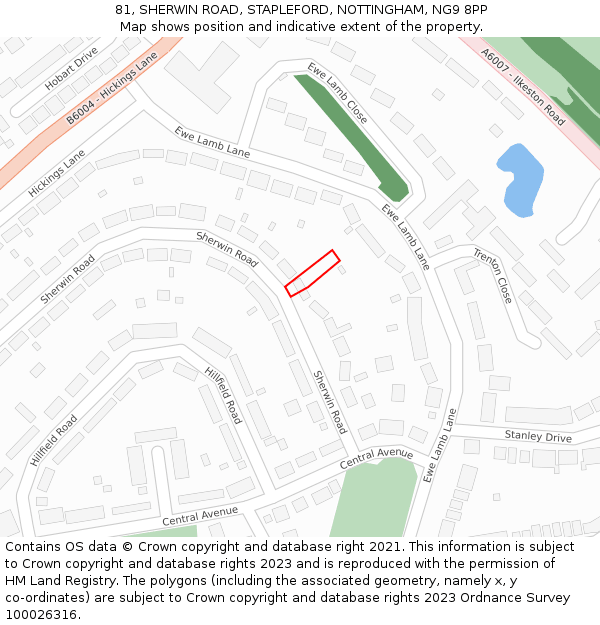 81, SHERWIN ROAD, STAPLEFORD, NOTTINGHAM, NG9 8PP: Location map and indicative extent of plot