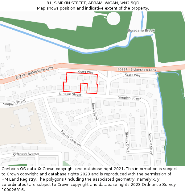 81, SIMPKIN STREET, ABRAM, WIGAN, WN2 5QD: Location map and indicative extent of plot