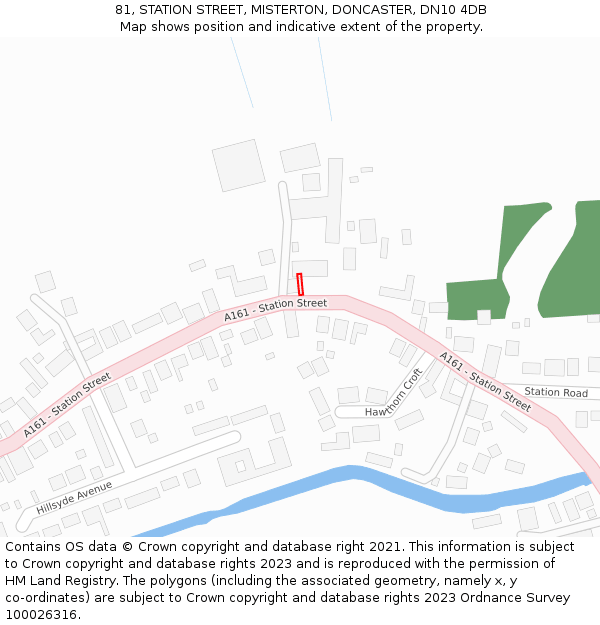81, STATION STREET, MISTERTON, DONCASTER, DN10 4DB: Location map and indicative extent of plot