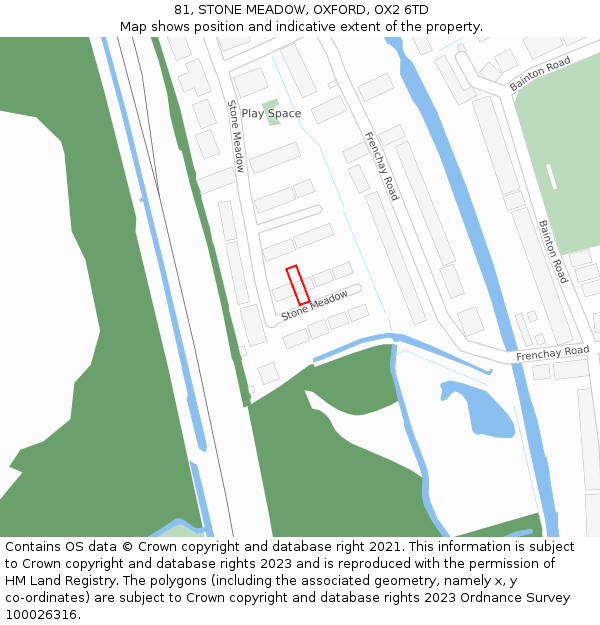 81, STONE MEADOW, OXFORD, OX2 6TD: Location map and indicative extent of plot