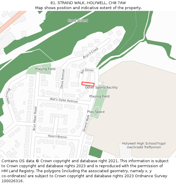 81, STRAND WALK, HOLYWELL, CH8 7AW: Location map and indicative extent of plot