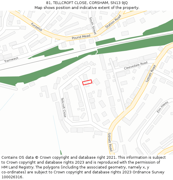 81, TELLCROFT CLOSE, CORSHAM, SN13 9JQ: Location map and indicative extent of plot