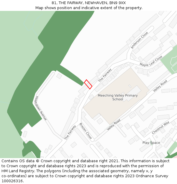 81, THE FAIRWAY, NEWHAVEN, BN9 9XX: Location map and indicative extent of plot