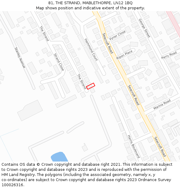 81, THE STRAND, MABLETHORPE, LN12 1BQ: Location map and indicative extent of plot